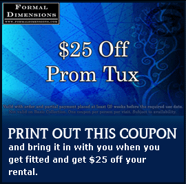 $25 off Prom Tux