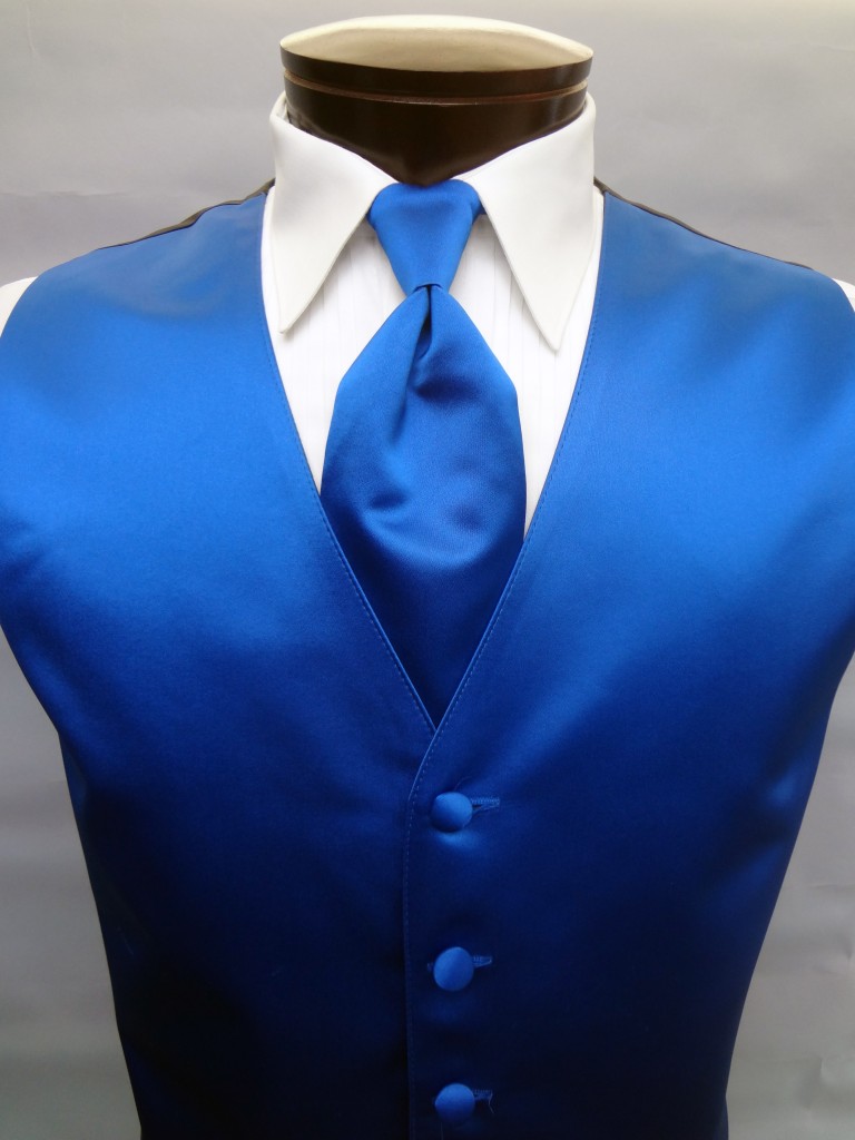 Royal Blue Satin Vest by Brandon Michael : Formal Dimensions