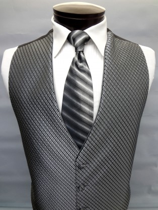 Black & Silver Allure Herringbone Vest by Jean Yves