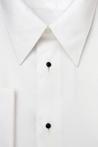 White Microfiber Tuxedo Shirt