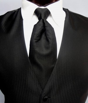 Black Herringbone Vest by Mel Howard