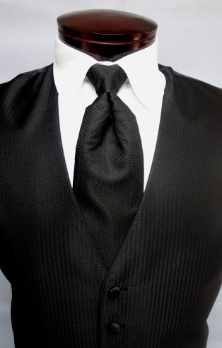 Black Herringbone Vest by Mel Howard