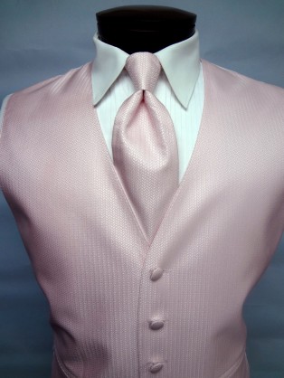 Light Pink Herringbone Vest by Mel Howard