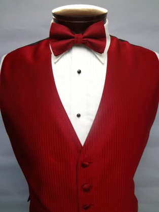 Apple Red Herringbone Vest by Mel Howard