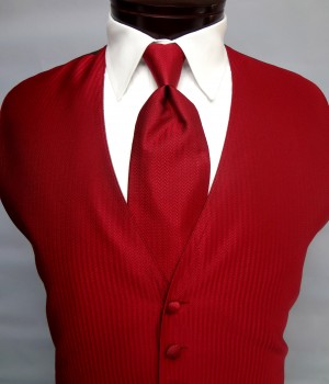 Apple Red Herringbone Vest by Mel Howard