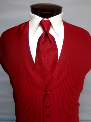 Apple Red Herringbone Vest by Mel Howard