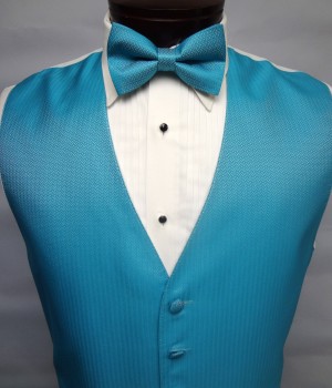 Turquoise Herringbone Vest by Mel Howard