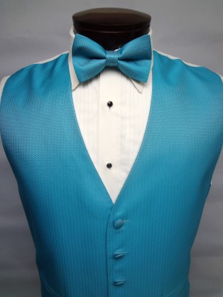 Turquoise Herringbone Vest by Mel Howard