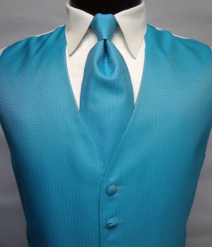 Turquoise Herringbone Vest by Mel Howard