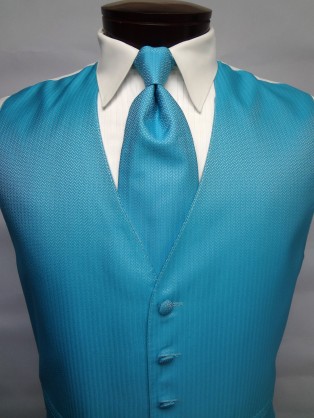 Turquoise Herringbone Vest by Mel Howard