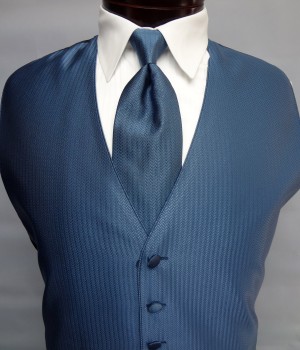 Haze Blue Herringbone Vest by Mel Howard