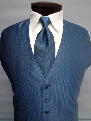 Haze Blue Herringbone Vest by Mel Howard