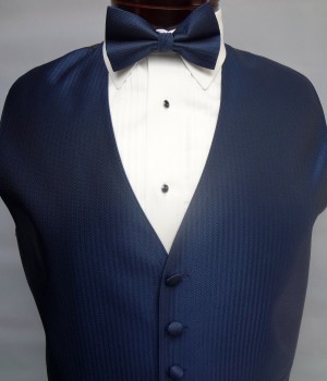 Navy Blue Herringbone Vest by Mel Howard