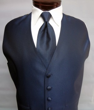 Navy Blue Herringbone Vest by Mel Howard