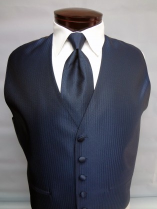 Navy Blue Herringbone Vest by Mel Howard