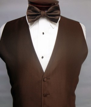 Chocolate Brown Herringbone Vest by Cardi