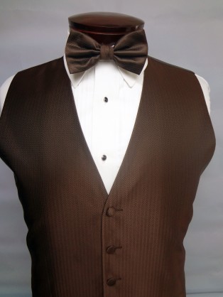 Chocolate Brown Herringbone Vest by Cardi
