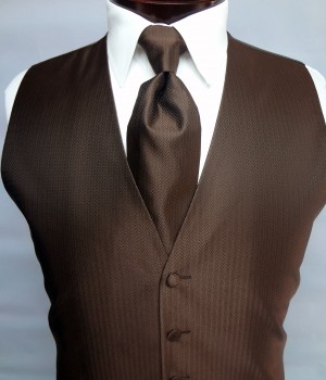 Chocolate Brown Herringbone Vest by Cardi