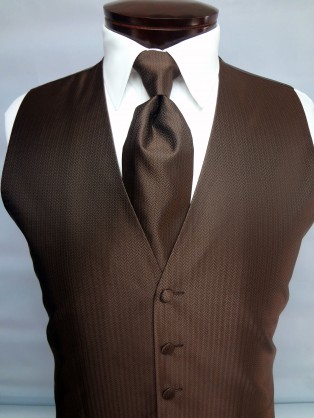 Chocolate Brown Herringbone Vest by Cardi