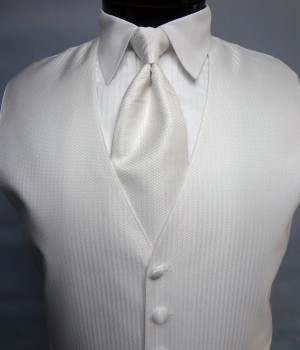 White Herringbone Vest by Mel Howard