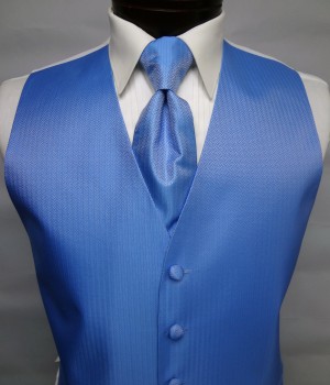Cornflower Blue Herringbone Vest by Cardi