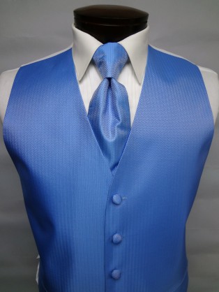Cornflower Blue Herringbone Vest by Cardi