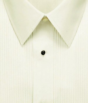 Ivory Pleated Laydown Collar Tuxedo Shirt
