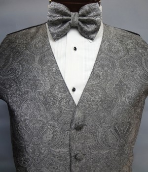 Silver Retro Paisley Vest by Brandon Michael