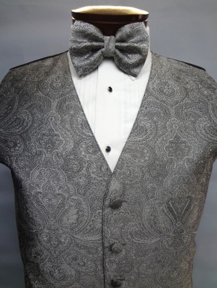 Silver Retro Paisley Vest by Brandon Michael