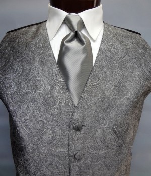 Silver Retro Paisley Vest by Brandon Michael