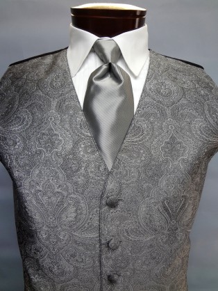 Silver Retro Paisley Vest by Brandon Michael