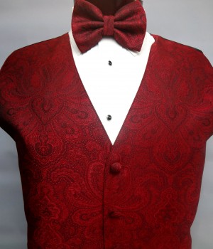 Apple Red Retro Paisley Vest by Brandon Michael