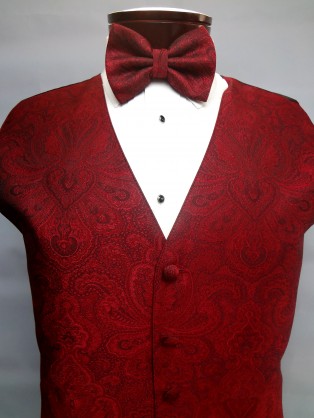 Apple Red Retro Paisley Vest by Brandon Michael