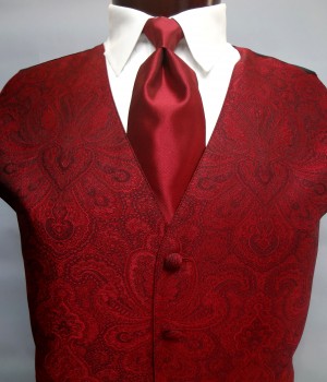 Apple Red Retro Paisley Vest by Brandon Michael