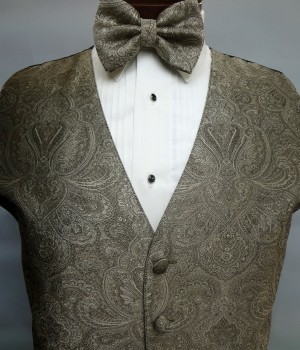 Champagne Retro Paisley Vest by Brandon Michael