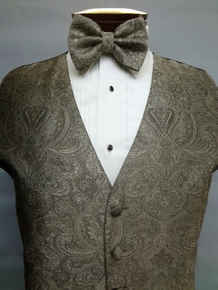 Champagne Retro Paisley Vest by Brandon Michael