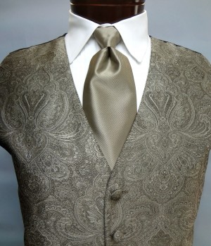 Champagne Retro Paisley Vest by Brandon Michael