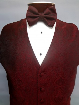 Burgundy Retro Paisley Vest by Brandon Michael