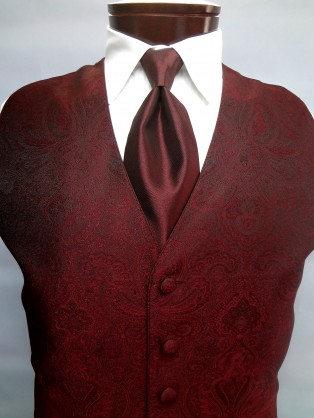 Burgundy Retro Paisley Vest by Brandon Michael