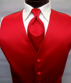 Scarlet Red Satin Vest by Brandon Michael