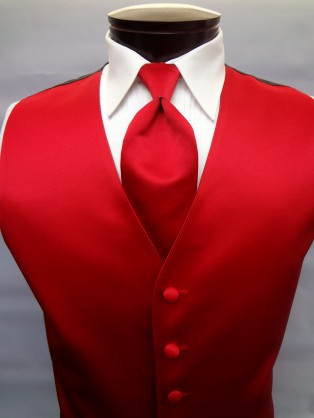 Scarlet Red Satin Vest by Brandon Michael