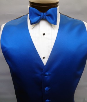 Royal Blue Satin Vest by Brandon Michael