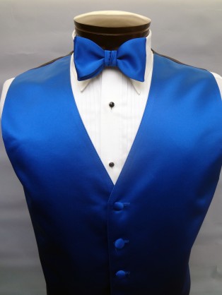 Royal Blue Satin Vest by Brandon Michael