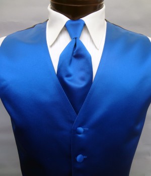 Royal Blue Satin Vest by Brandon Michael