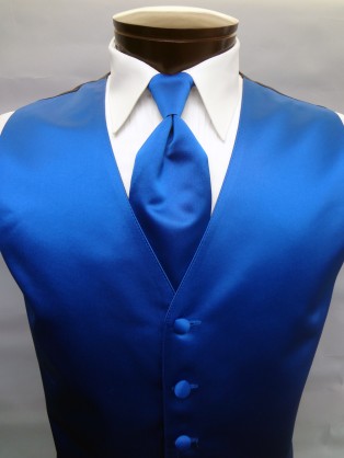 Royal Blue Satin Vest by Brandon Michael