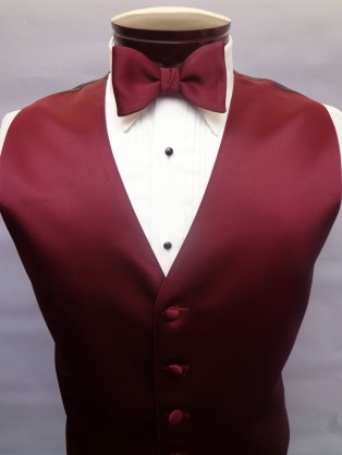 Wine Satin Vest by Brandon Michael