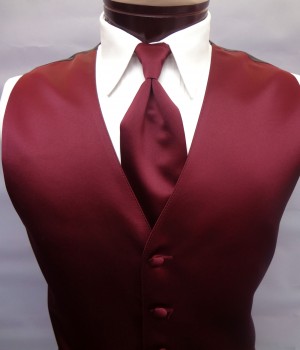 Wine Satin Vest by Brandon Michael