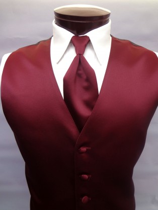 Wine Satin Vest by Brandon Michael