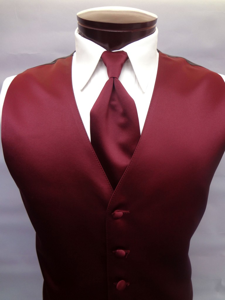 Wine Satin Vest by Brandon Michael : Formal Dimensions