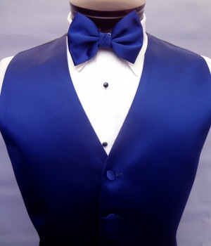 Navy Blue Satin Vest by Brandon Michael